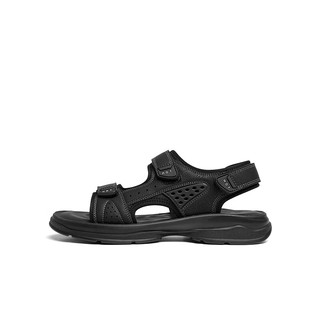 红蜻蜓男鞋夏季休闲户外运动男凉鞋男士魔术贴厚底沙滩鞋WTT23214 黑色（WTT24053） 43