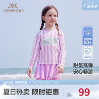 YeeHoO英氏儿童专业训练泳衣男女童分体泳衣2024中大童夏季防晒泳装 女童-条纹红-分体长袖长裤 150cm