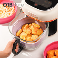 OTB空气炸锅硅胶烤盘蛋糕模具家用食品级托盘耐高温可蒸可烤双耳防烫 木槿紫