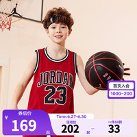 NIKE JORDAN 耐克AJ童装男童23号篮球服背心2024夏季儿童网眼T恤 杰斯特红 110/56(5)