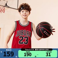 NIKE JORDAN 耐克AJ童装男童23号篮球服背心2024夏季儿童网眼T恤 杰斯特红 160/80(XL)