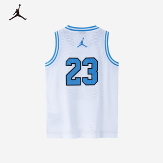 NIKE JORDAN 耐克AJ童装男童23号篮球服背心2024夏季儿童网眼T恤 白色/苔藓蓝 110/56(5)