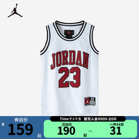 NIKE JORDAN 耐克AJ童装男童23号篮球服背心2024夏季儿童网眼T恤 纯白色 110/52(4)