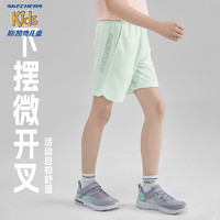 Skechers斯凯奇速干科技儿童短裤夏梭织耐磨柔软男女童运动裤P223K037 浅水绿/02GQ 160cm