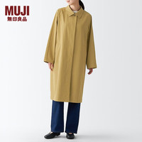 无印良品（無印良品 MUJI） 女式 不易沾水 立领大衣 BDE32A3S 长款外套 大衣 风衣 深暗黄色 L