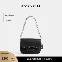 COACH 蔻驰 女士铆钉IDOL手袋斜挎包单肩包女包 LH/黑色