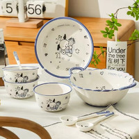 CERAMICS 佩尔森 可爱碗碟套装家用碗卡通盘子一人食饭碗餐具套装碗筷 4.75英寸饭碗