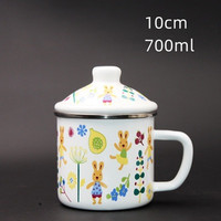 欧丽家 搪瓷欢乐世界搪瓷水杯办公室马克杯牛奶豆浆泡面杯碗  10cm欢乐兔子【700ml】