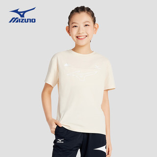 美津浓（MIZUNO）Mizuno儿童短袖T恤圆领套头2024春季男童女童透气舒适 白色 165cm(165cm) (身高160-16