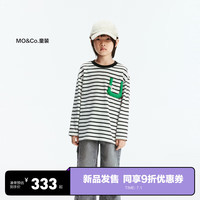 little MO&Co.little moco童装24秋装男女童纯棉圆领长袖条纹t恤KBD3TEET04 白黑条色 120/60