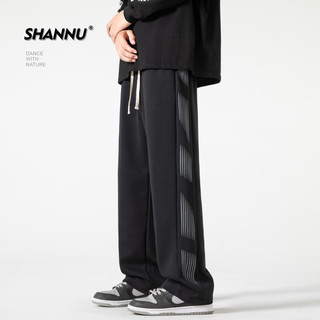 杉努（SHANNU）休闲裤子男士美式高街春秋季宽松运动直筒裤 浅灰 4XL 