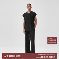 BODYDREAM夏季运动背心潮牌无袖坎肩男款t桖/轻薄垂感休闲裤套装 黑色 S