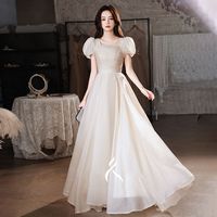 成人礼服女 18嵗礼服 晚礼服裙女2022宴会气质优雅仙气梦幻森系1成人礼平时可穿 浅香槟色 绑带款 L(104-113斤)