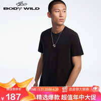BODYWILD爱慕旗下同款舒适打底可外穿短袖时尚T恤ZBN12QU1黑色160 黑色-短袖