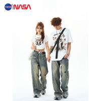 NASAOVER NASA联名重磅纯棉2024夏季新款港风百搭长短情侣款短袖T恤上衣男