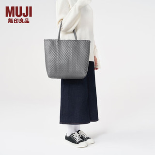 无印良品（MUJI） 手包 环保材料 手提包菜篮子 织包草包 包包 女包 灰色 大 长30*宽12*高30cm