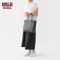 無印良品 MUJI（無印良品 ） 手包 环保材料 手提包菜篮子 织包草包 包包 女包 黑色4S 大 长30*宽12*高30cm