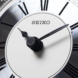 SEIKO日本精工时钟时尚个性时尚座钟旋转钟摆卧室客厅办公室玻璃台钟 银色QHN006S