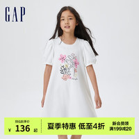 Gap 盖璞 女童夏季款短袖公主连衣裙600906儿童装洋气连衣裙 白色 130cm(M)
