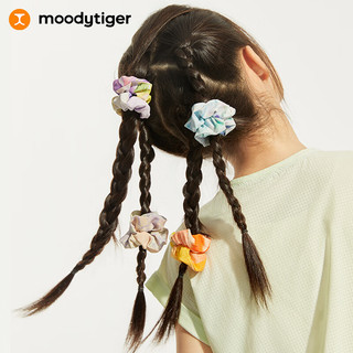 moodytiger儿童发绳女童组合装皮筋头绳印花运动弹力发圈头饰 粉蓝色