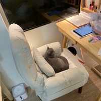 工来工往 电脑椅懒人沙发椅家用躺椅办公椅卧室休闲椅单人沙发寝室靠背椅子 棉麻款+腰枕 高45CM无脚踏 科技布