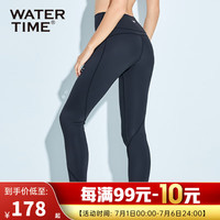WATERTIME/水川 泳衣女保守分体长裤防晒高腰冲浪潜水速干瑜伽游泳裤女 黑色 L