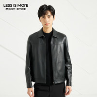 利郎轻时尚男装【绵羊头层皮】皮衣男哑光皮夹克外套Q3QZP001 黑 180