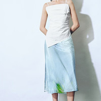 URBAN REVIVO 女士清新度假感撞色印花鱼尾半裙 UWG540072 碧蓝印花 L