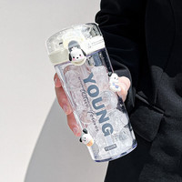 书穗儿夏季高颜值吸管杯子便携大人运动随手杯简约女生塑料水杯 白色-400ml+帕恰狗立体贴+杯刷