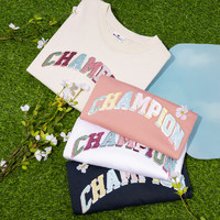 Champion 冠军T恤女24夏季新款字母图案LOGO休闲圆领纯棉短袖上衣