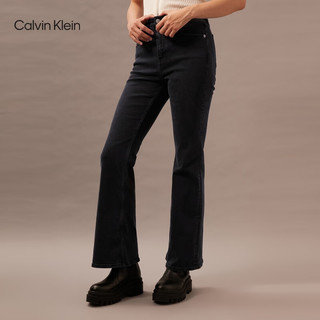 Calvin Klein Jeans24早秋女士复古黑色洗水ck高腰直筒微喇牛仔裤J223947 1BY-牛仔黑 27