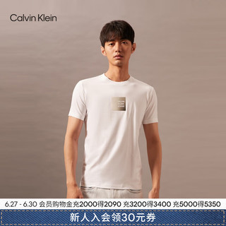 Calvin Klein Jeans24早秋男士时尚ck渐变色镂空字母方片短袖T恤J326352 YAF-月光白 XL