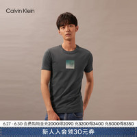 Calvin Klein Jeans24早秋男士时尚ck渐变色镂空字母方片短袖T恤J326352 PSL-星河灰 L