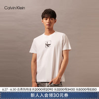 Calvin Klein Jeans24早秋男士休闲通勤ck方格字母印花圆领短袖T恤J326971 YAF-月光白 XXL