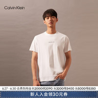 Calvin Klein Jeans24早秋男士时尚通勤ck格子图案印花纯棉短袖T恤J326029 YAF-月光白 L