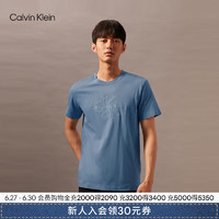 Calvin Klein Jeans24早秋男士休闲通勤ck纯棉刺绣字母打底短袖T恤J325916 CFF-星蓝 XXL