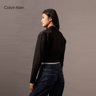 Calvin Klein Jeans24早秋女简约ck刺绣拉链翻领棉质微弹长袖衬衫J223598 BEH-太空黑 XS