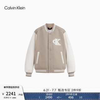 Calvin Klein Jeans24秋季男士学院风ck撞色拼接刺绣棒球棉服外套J324433 PED-奶茶咖 L