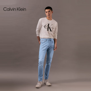 Calvin Klein Jeans24早秋男士经典ck标牌洗水弹力楔形锥形牛仔裤J325960 1AA-牛仔浅蓝 36