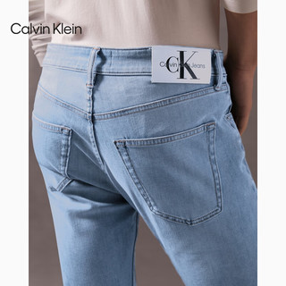 Calvin Klein Jeans24早秋男士经典ck标牌洗水弹力楔形锥形牛仔裤J325960 1AA-牛仔浅蓝 33