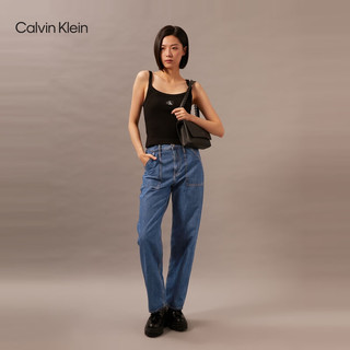 Calvin Klein Jeans24早秋女士复古ck纯棉大口袋高腰宽松牛仔裤J223955 1A4-牛仔蓝 27