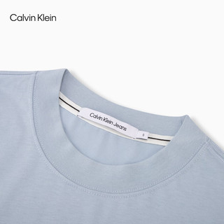 Calvin Klein Jeans24夏季女士通勤ck字母叠印纯棉时尚修身短袖T恤ZW02587 C1U-星蓝 M