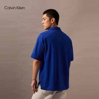 Calvin Klein Jeans24早秋男士字母ck拉链半襟宽松重磅短袖T恤POLOJ325920 C86-宝石蓝 XXL