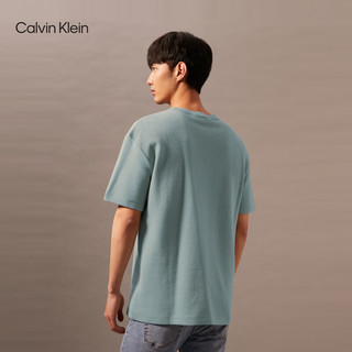 Calvin Klein Jeans24早秋男士休闲网格纹理ck刺绣纯棉重磅短袖T恤J325645 PFF-石板灰 XL