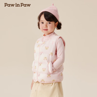 PawinPaw卡通小熊童装2024年秋冬男女宝梭织马甲防风保暖舒适 Pink粉红色/25 90cm
