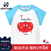allo&lugh阿路和如夏季童装儿童男女短袖纯 棉t恤帅气休闲半袖 蓝色 110cm
