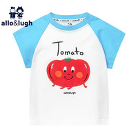 allo&lugh阿路和如夏季童装儿童男女短袖纯 棉t恤帅气休闲半袖 蓝色 140cm