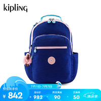 Kipling男女2024春季首尔包双肩书包电脑包|SEOUL 蓝粉拼接