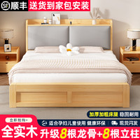 良盛 实木床现代简约1.5米家用双人床1.8主卧经济出租屋 原木色实木单床 1500mm*2000mm