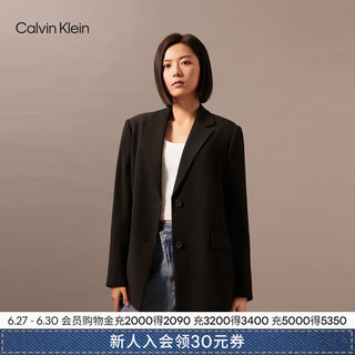Calvin Klein Jeans24早秋女士商务职场ck平驳领简约刺绣西装外套J223926 BEH-太空黑 M